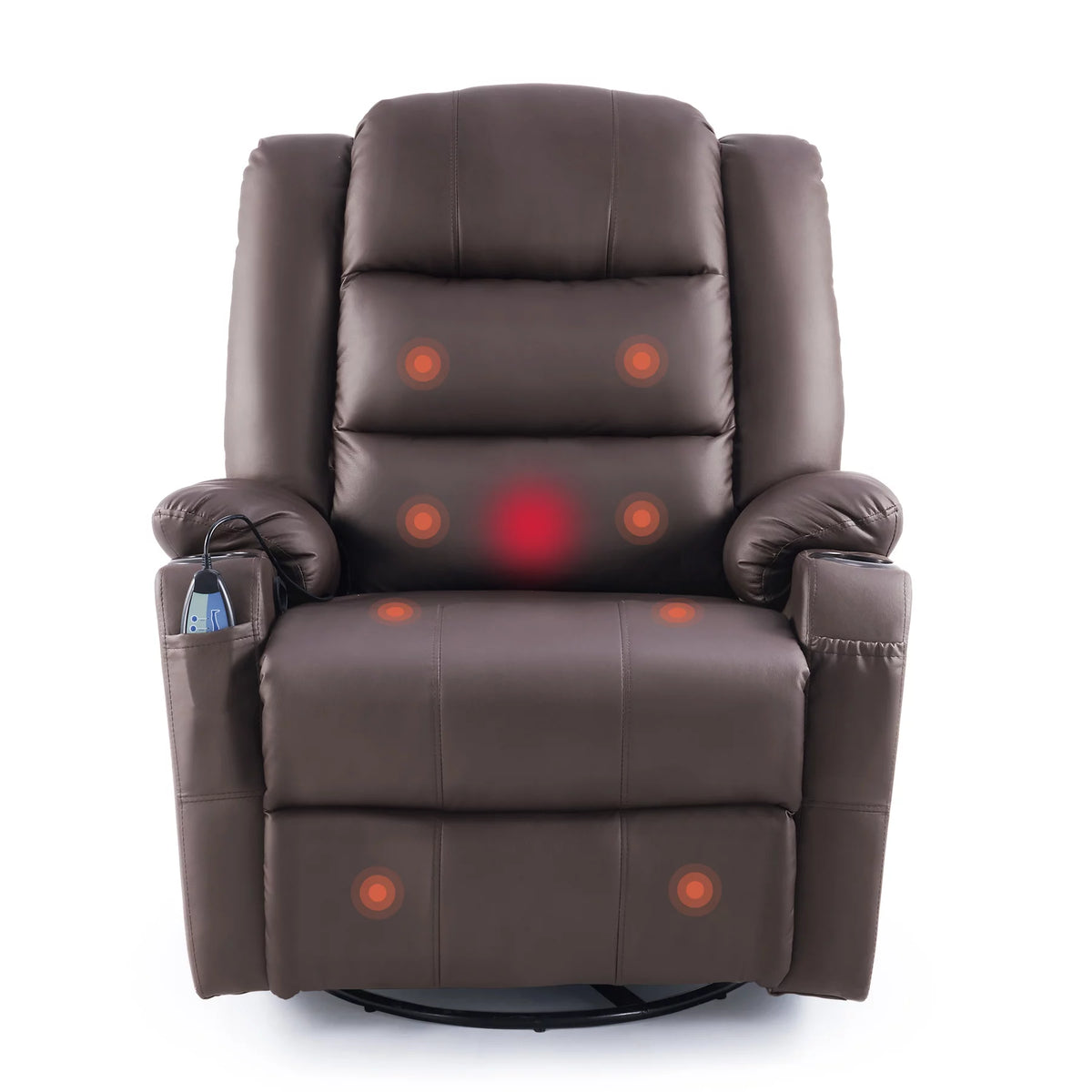 Brown 360 Swivel Heated Massaging Recliner Chair Z908609
