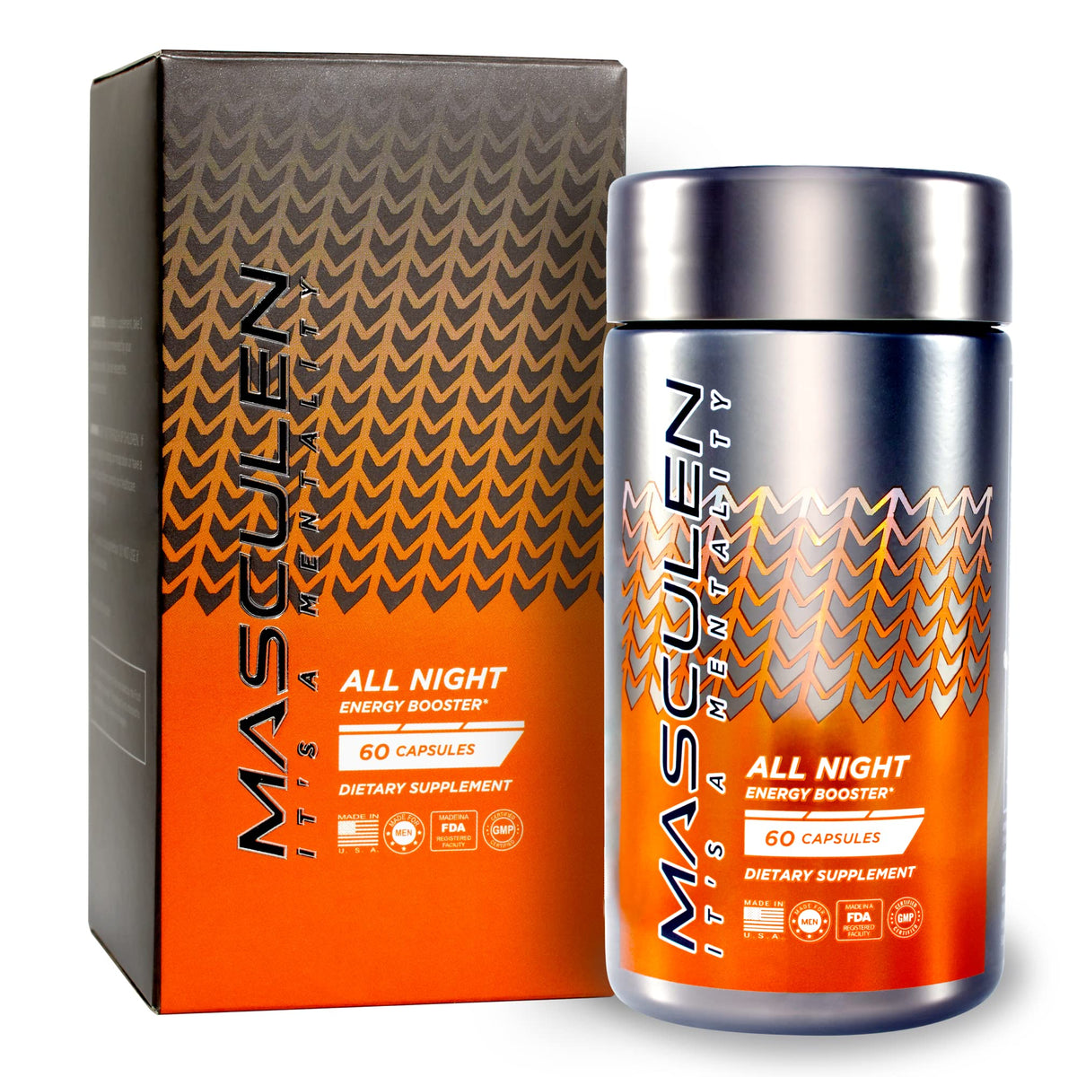 All Night Energy Supplements for Men 60 Capsules W2279