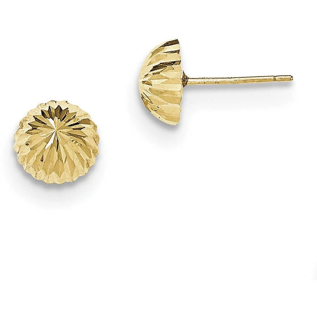 14K Yellow Gold 8mm Domed Post Earrings N2541
