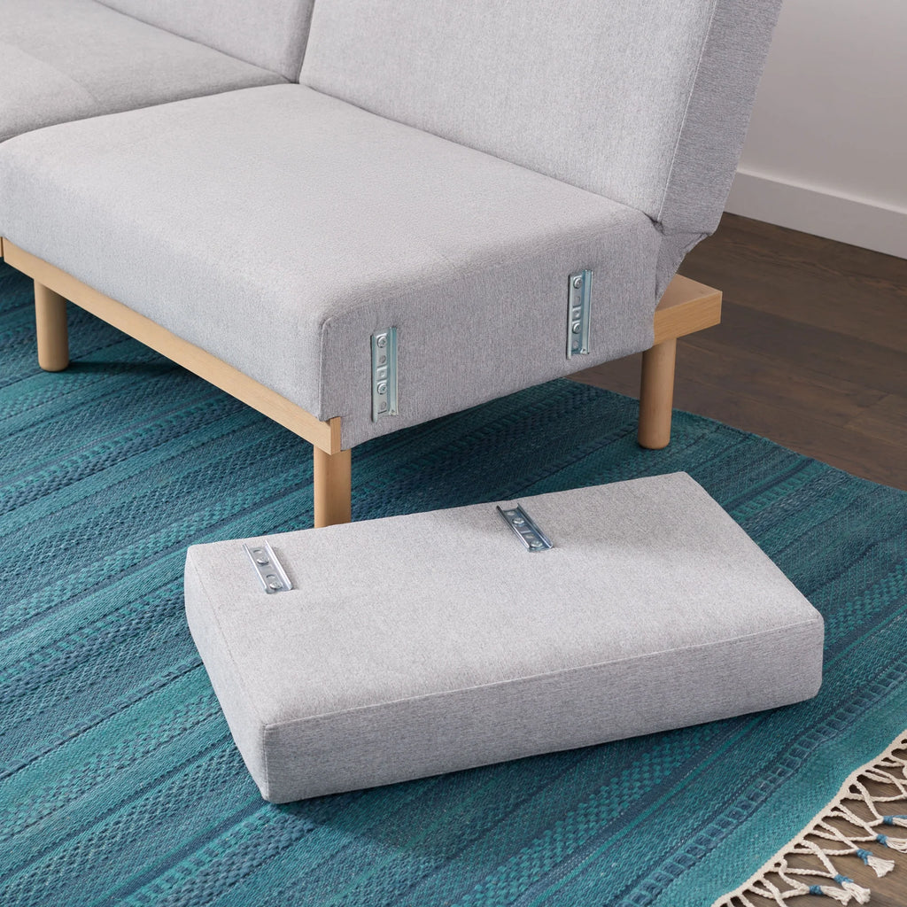 Light Gray Upholstered Wood Base Futon I887175