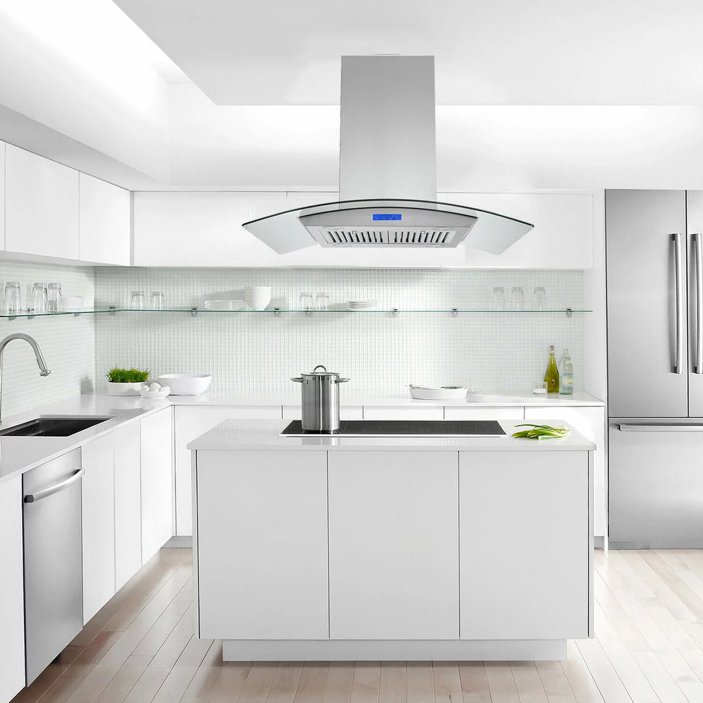 36 inch Island Mount Range Hood 900 CFM with Glass LCD Touch Control H769807