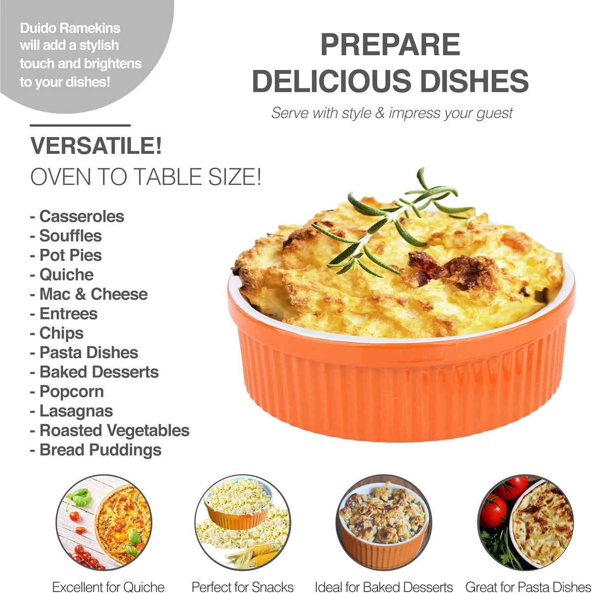 32 Oz Ceramic Oven Safe Souffle Dish Ramekins A679112