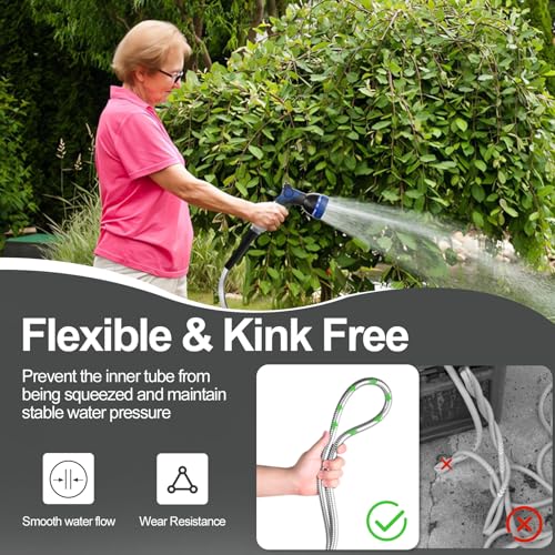 50ft 304 Stainless Steel Garden Hose with Nozzles G314745