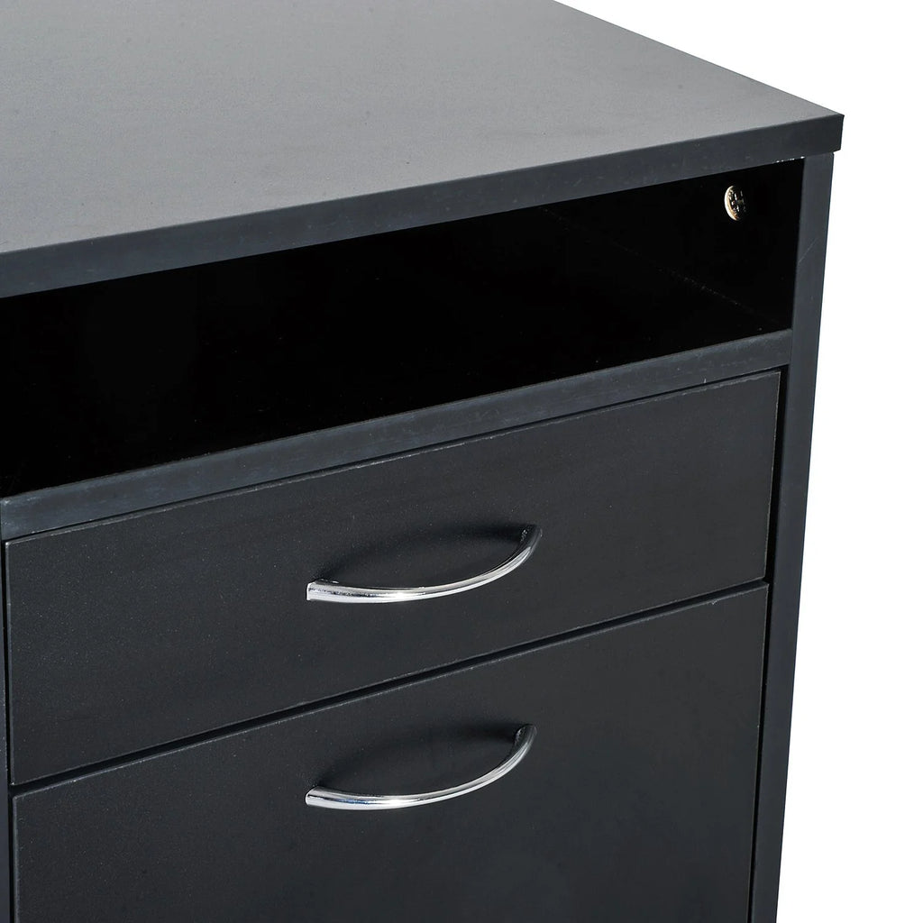24" Rolling End Table Cart Nightstand Organizer, Black C958