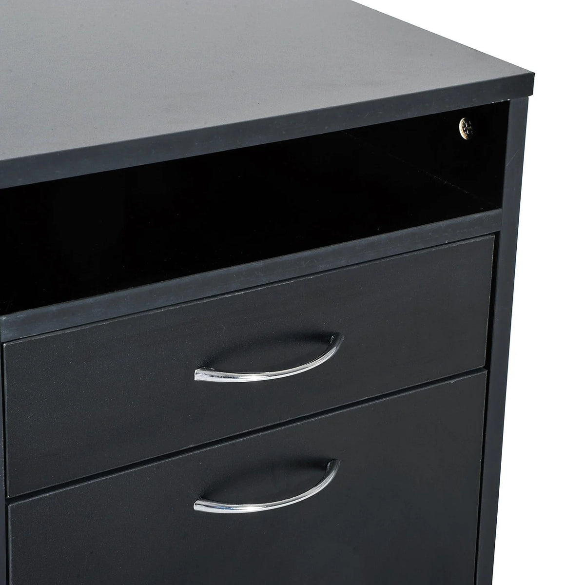 24" Rolling End Table Cart Nightstand Organizer, Black C958