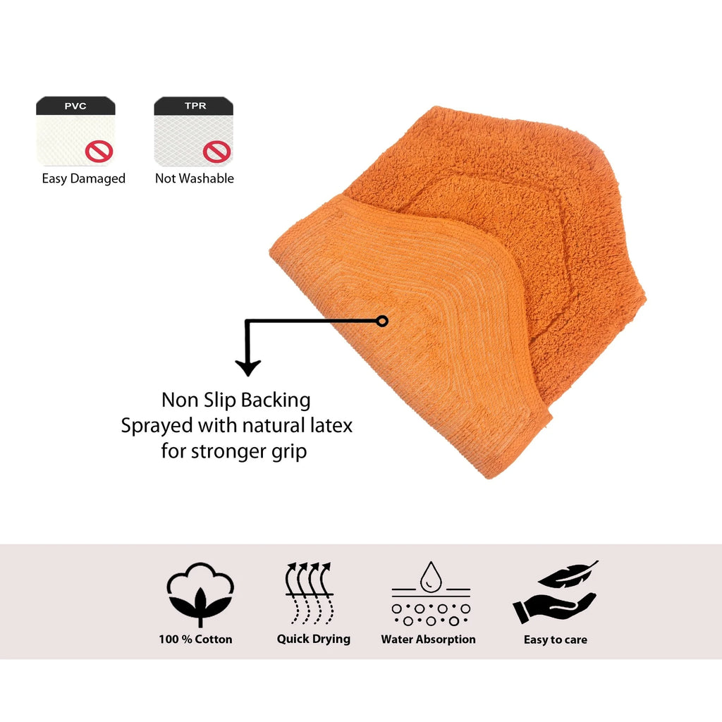 Absorbent Cotton Machine Washable 3 Piece Bathroom Rug Set with Runner Q28022