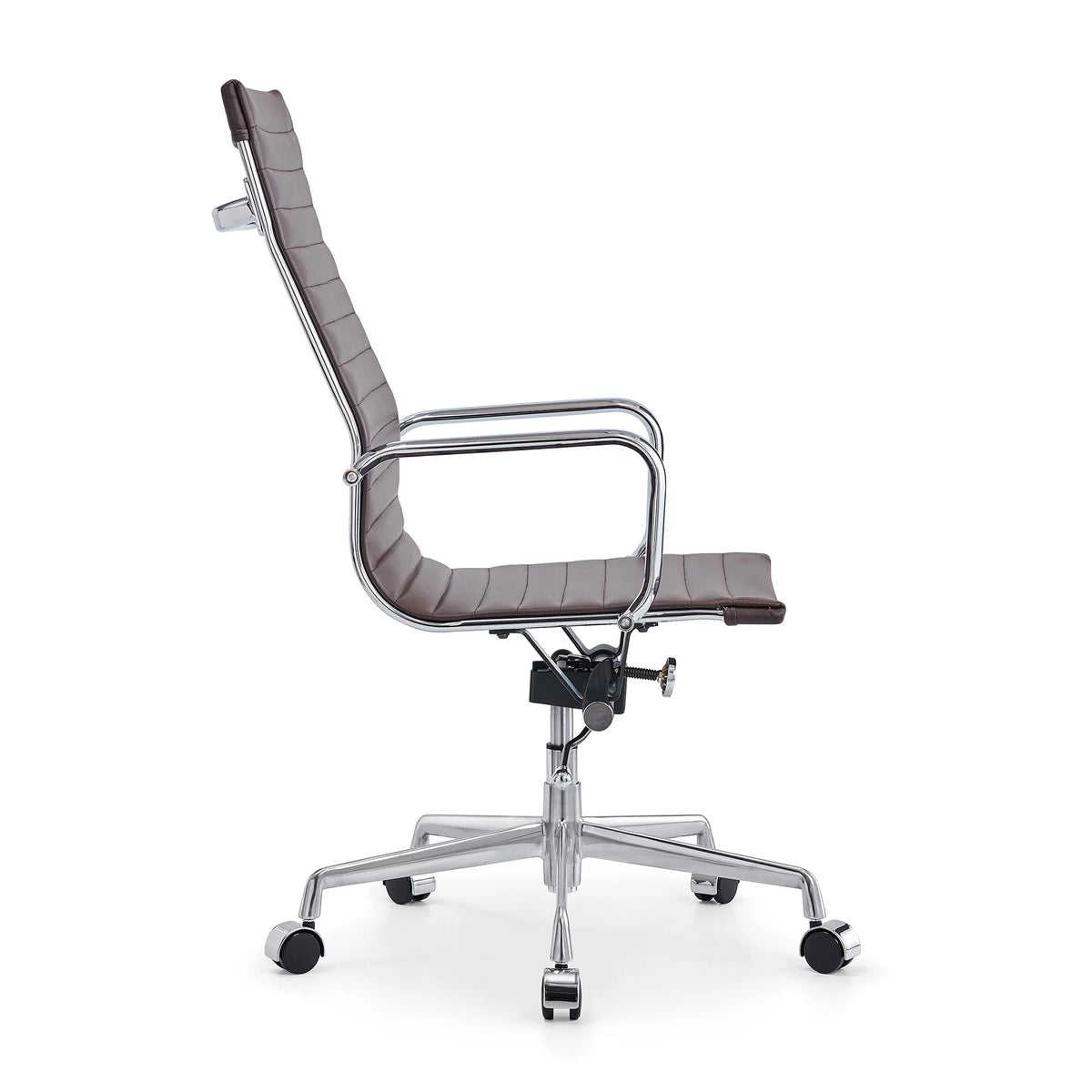 High Back Executive Office Chair with Armrest Adjustable Swivel Vegan Leather Brown I985903
