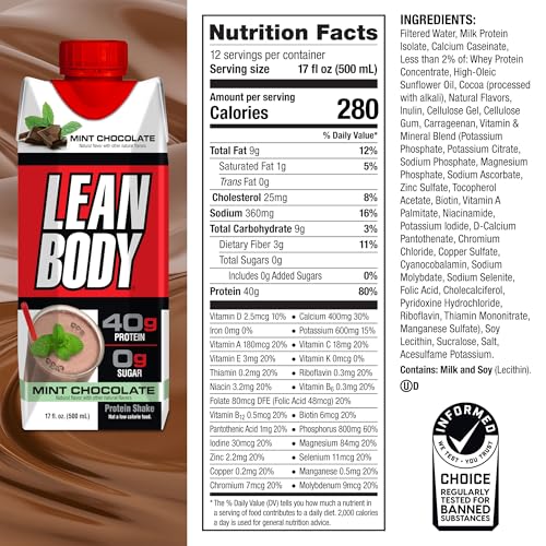 Strawberry Protein Shake, 40g Protein, 0 Sugar, 17 Ounce Pack of 12 I8739
