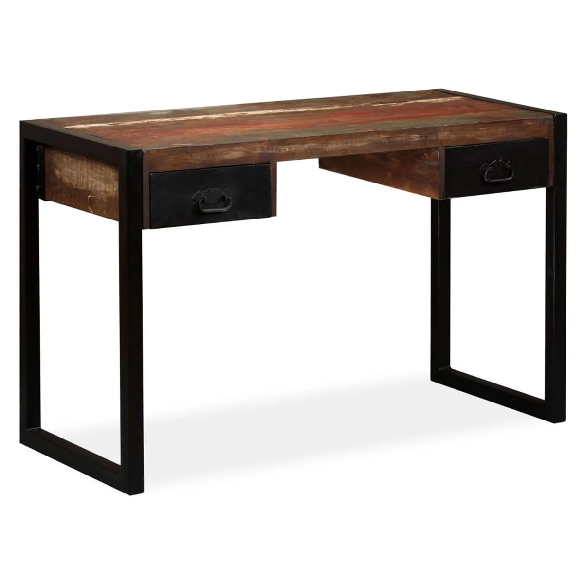 Writing Desk with 2 Storage Drawers Reclaimed Wood Steel Legs W52065