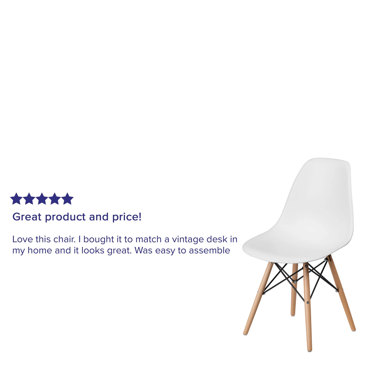 2 Pack White Plastic Chair with Wooden Legs P529087