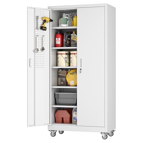 Black Metal Garage Storage Cabinet with Pegboard Z71677
