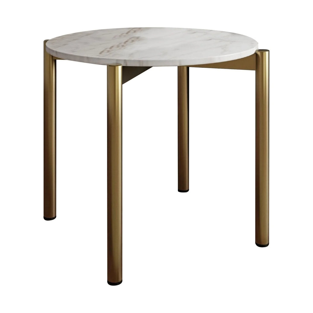 22 Inch Marble Top Metal Legs End Table O47724