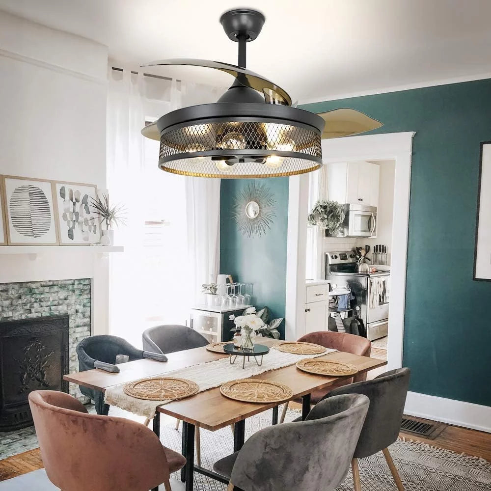 42" Invisible Ceiling Fan with Light and Remote A743