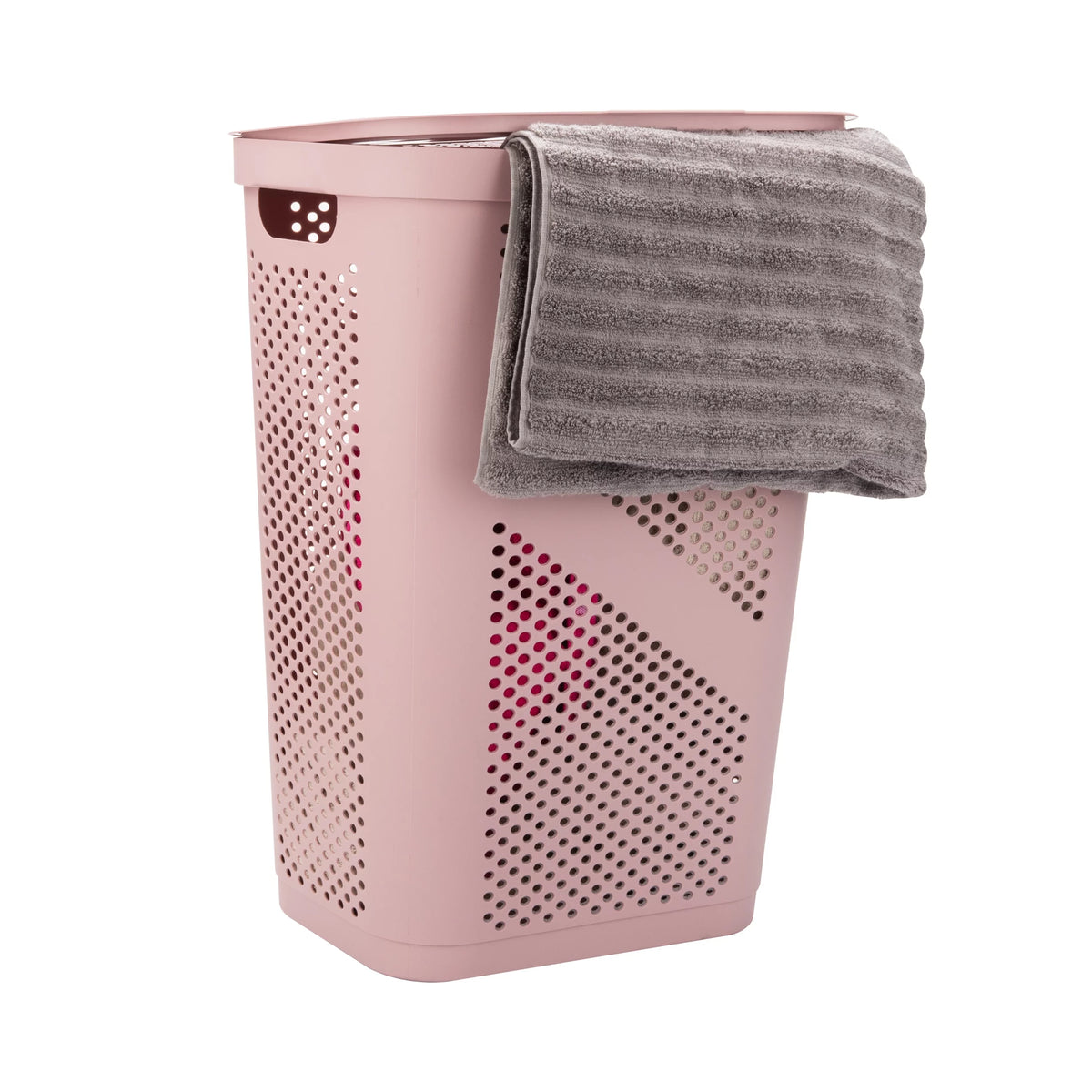 60L Slim Laundry Hamper with Lid, Set of 2, Pink B49654