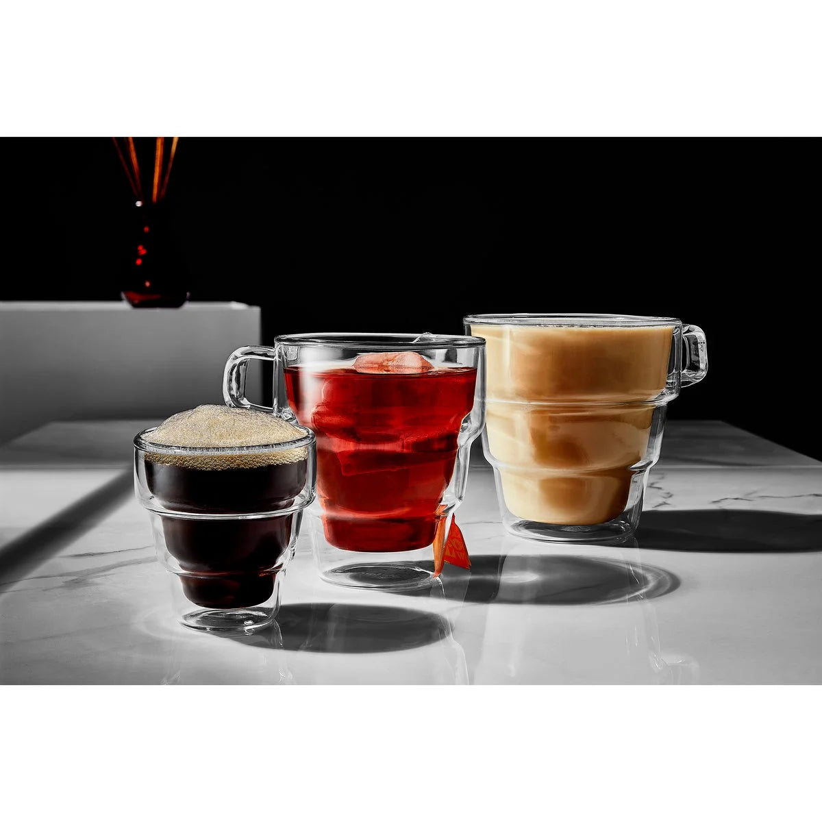 Double Wall Glass Coffee Mugs, 15.5 oz (Set of 2) L1729