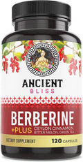 Berberine HCL 1200mg with Ceylon Cinnamon, Bitter Melon, Green Tea Extract 120 Capsules H7504