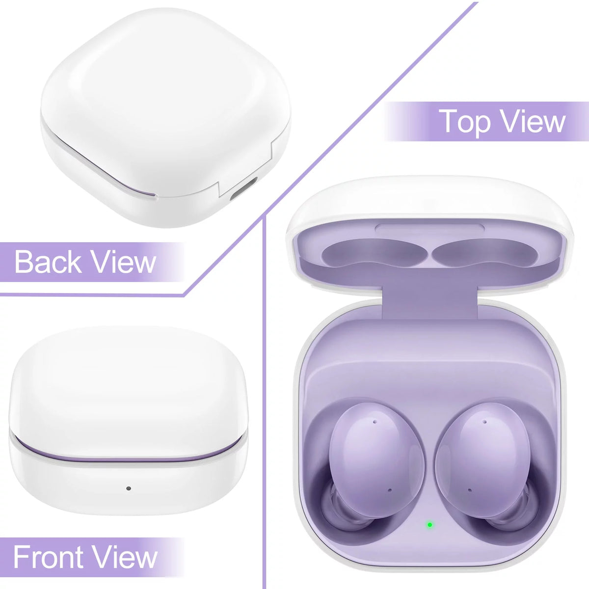 Truly Wireless Bluetooth Headphones with Noise Isolation, Amplified Bass and Dual Dynamic Microphone - Purple D3959