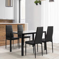 5 Pieces Tempered Glass Dining Table Set with 4 Faux Leather Chairs Black V549726