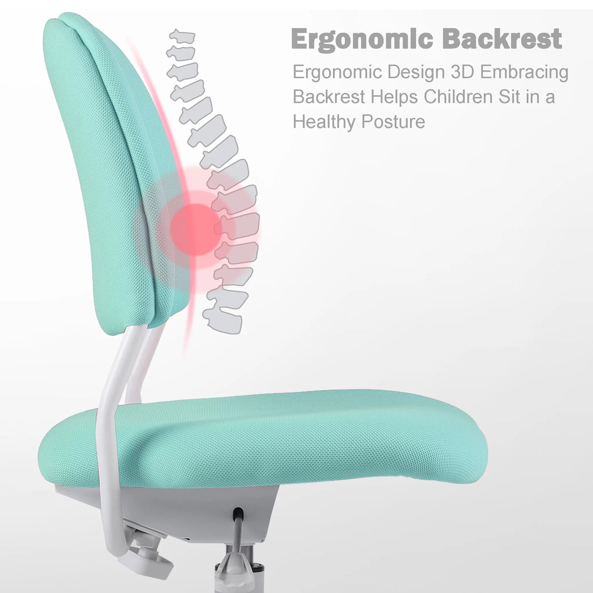 Green Adjustable Kids Desk Chair with Footrest and Lumbar Support W263867