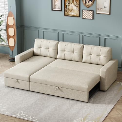 L Shaped Sleeper Sofa with Pull Out Bed and Storage Z562263