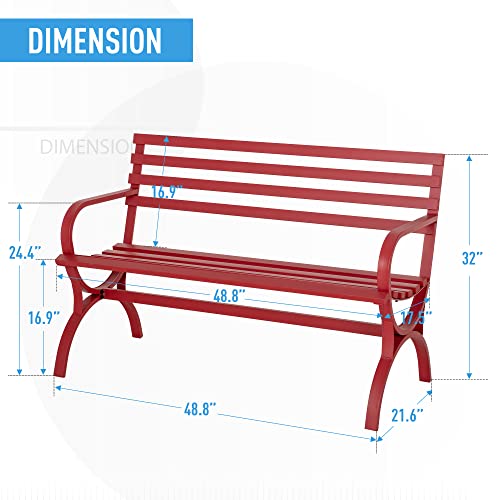 50" Black Cast Iron Outdoor Bench with Floral Backrest P967922