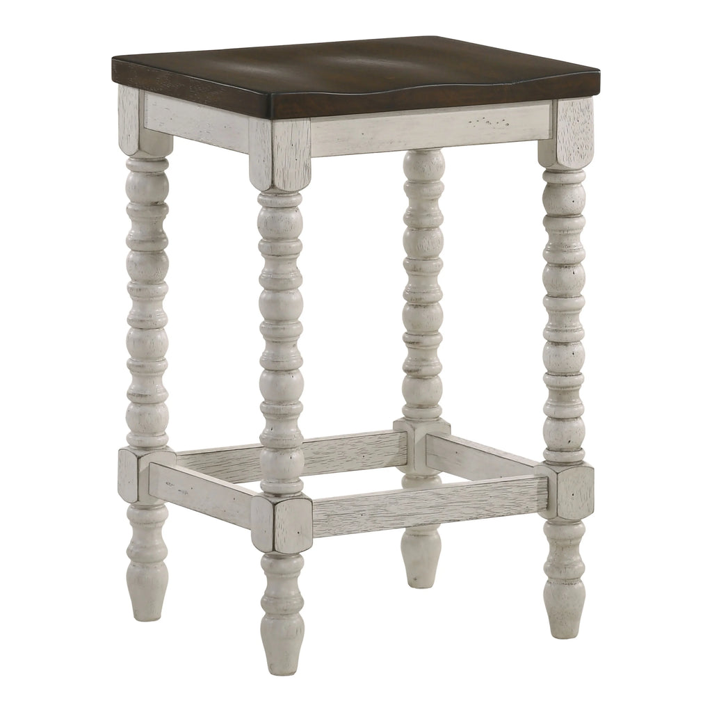 Dark Walnut and Antique White Counter Height Stools Set of 2 Z1436