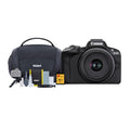 Black Mirrorless Camera and 18-45mm Lens with 128GB SD Card and Gadget Bag B493096