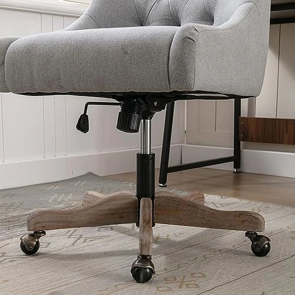Blue Swivel Shell Chair with Wood Base and Wheels W5678
