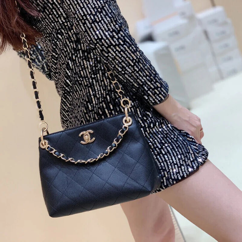 Grained Calfskin Small Hobo Bag P22974