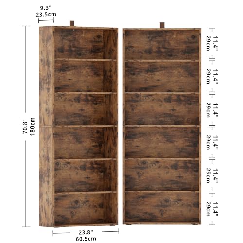 Set of 2 Floor Standing 6 Tiers 70 in Tall Bookshelves H109068