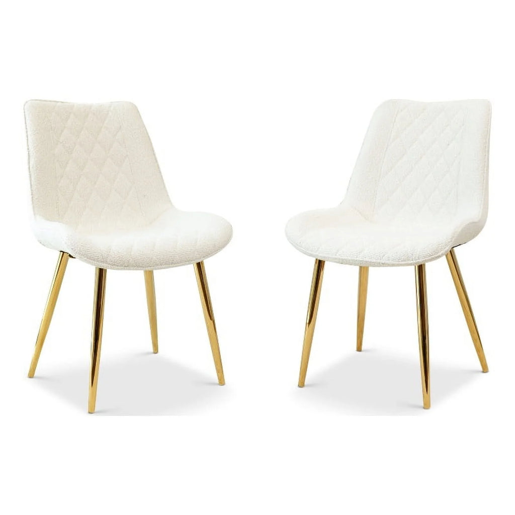 Cream Boucle Fabric Dining Chair Set of 2 K9997