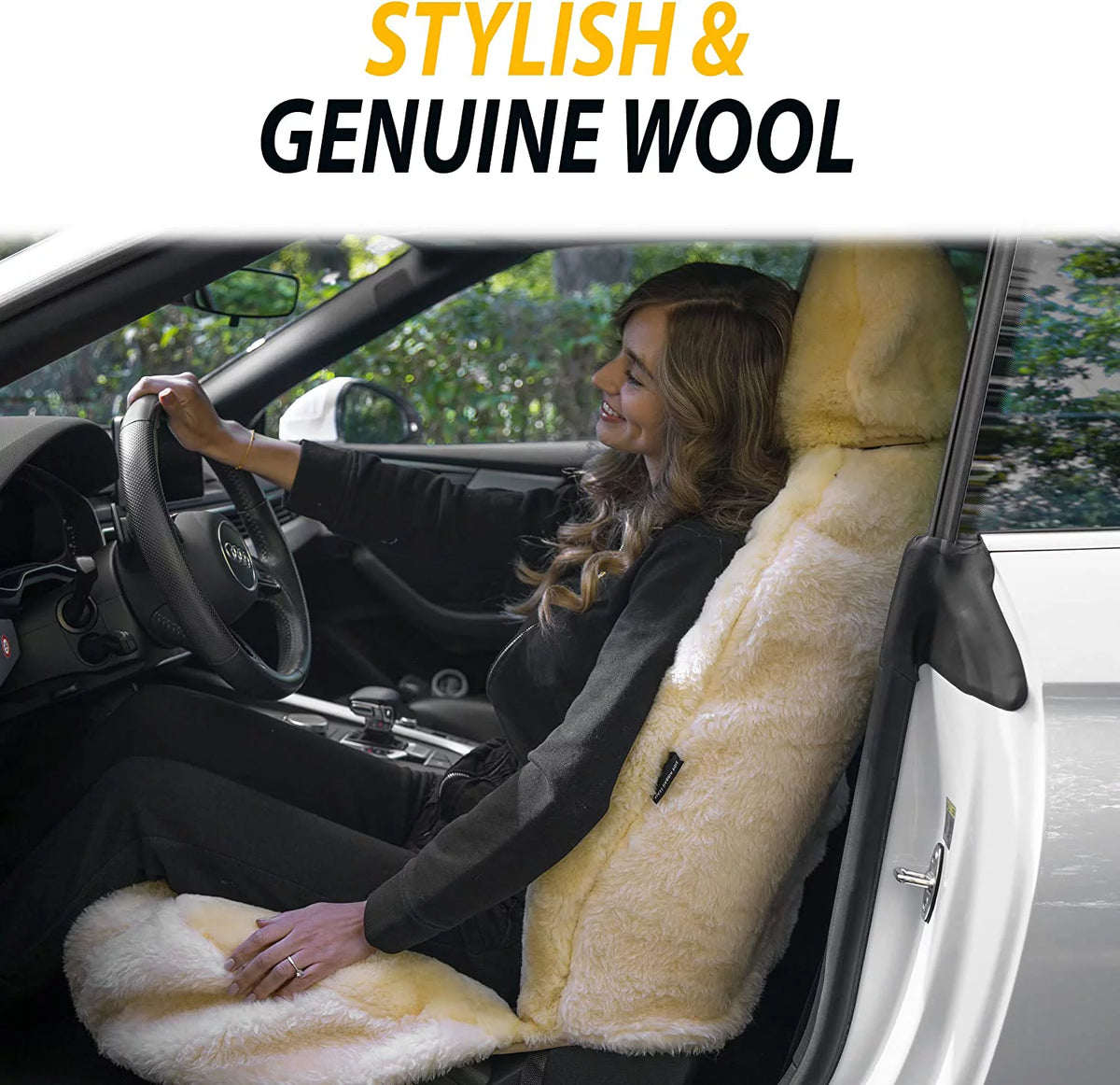Ivory Sheepskin Car Seat Cover V451690