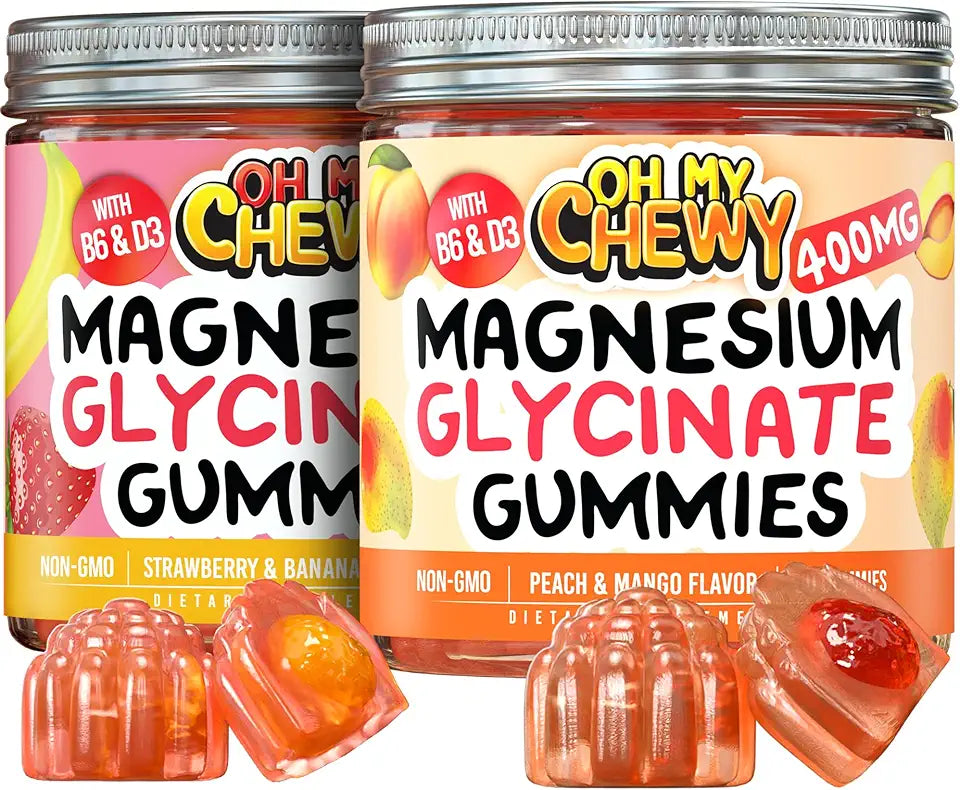 Strawberry Banana Peach Mango Magnesium Gummies 2 Bottles H25812