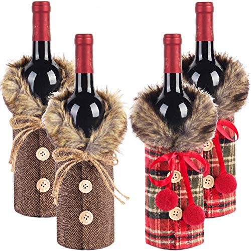 4 Pieces Christmas Sweater Wine Bottle Covers X126