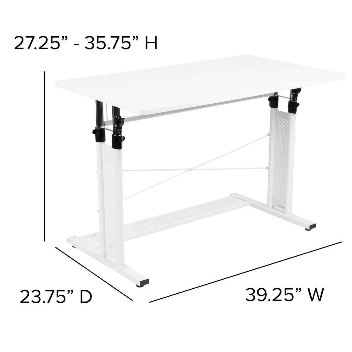 Height Adjustable Sit to Stand Home Office Desk White S27118