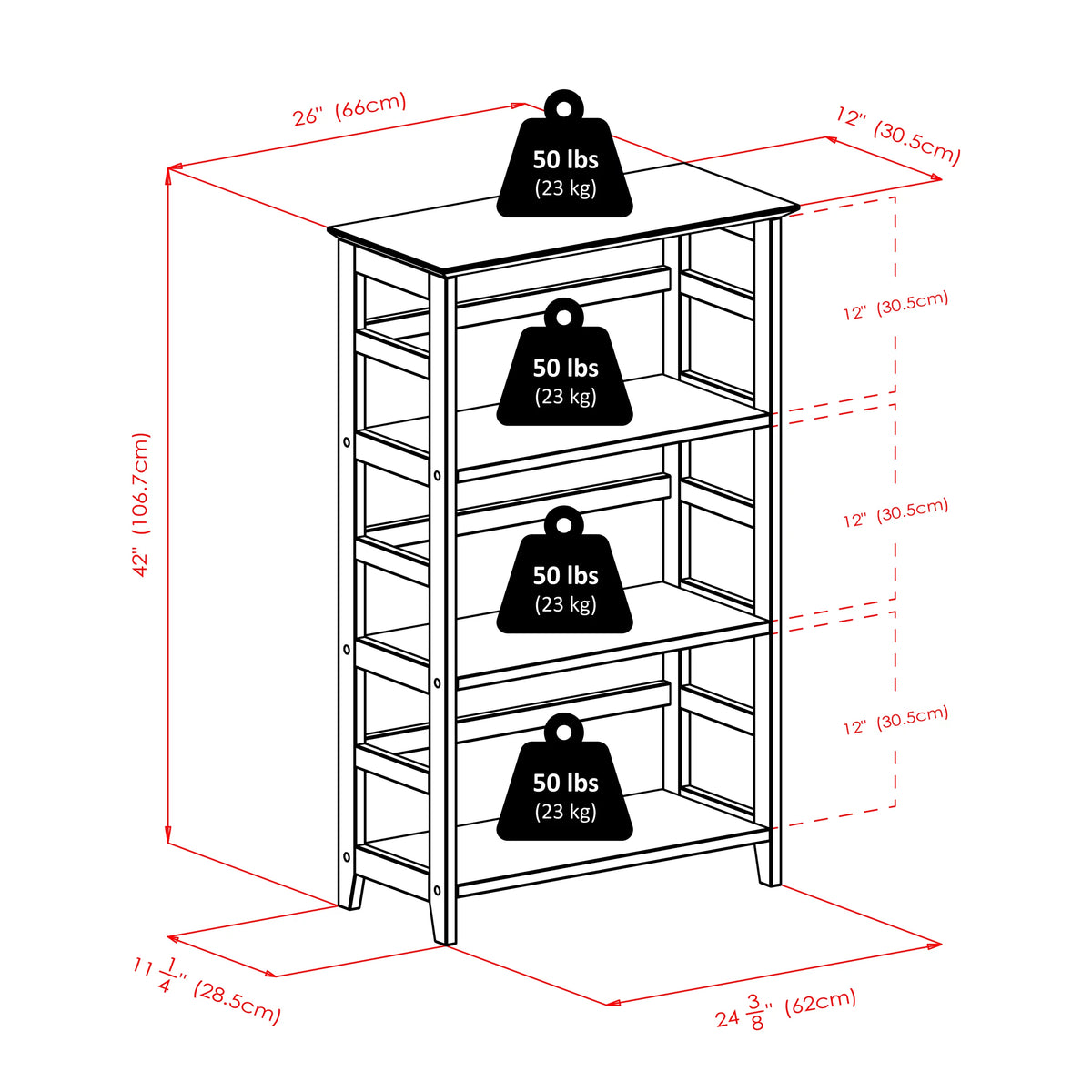 3-Section Wood Bookshelf F83348