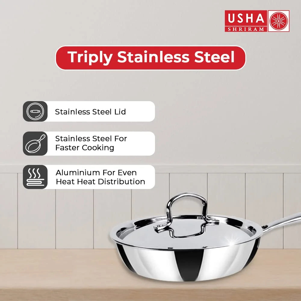 Triply Stainless Steel Frying Pan with Lid V503587