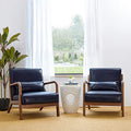Black PU Leather Accent Armchair with Wood Frame F65102