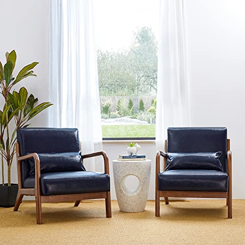 Black PU Leather Accent Armchair with Wood Frame F65102