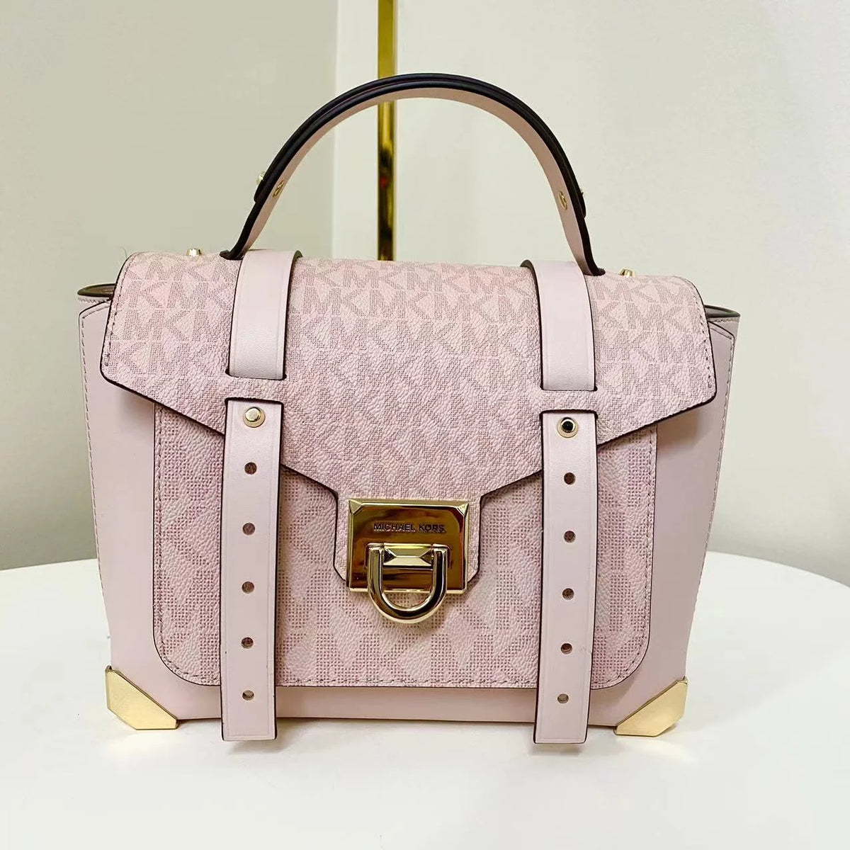 Medium Powder Blush PVC Top Handle Satchel Handbag L466961