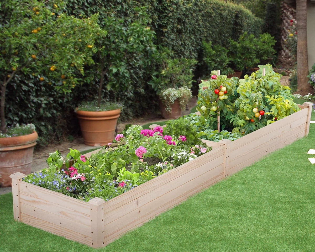 96 x 24.5 x 10 Inch Wood Raised Garden Bed Y618