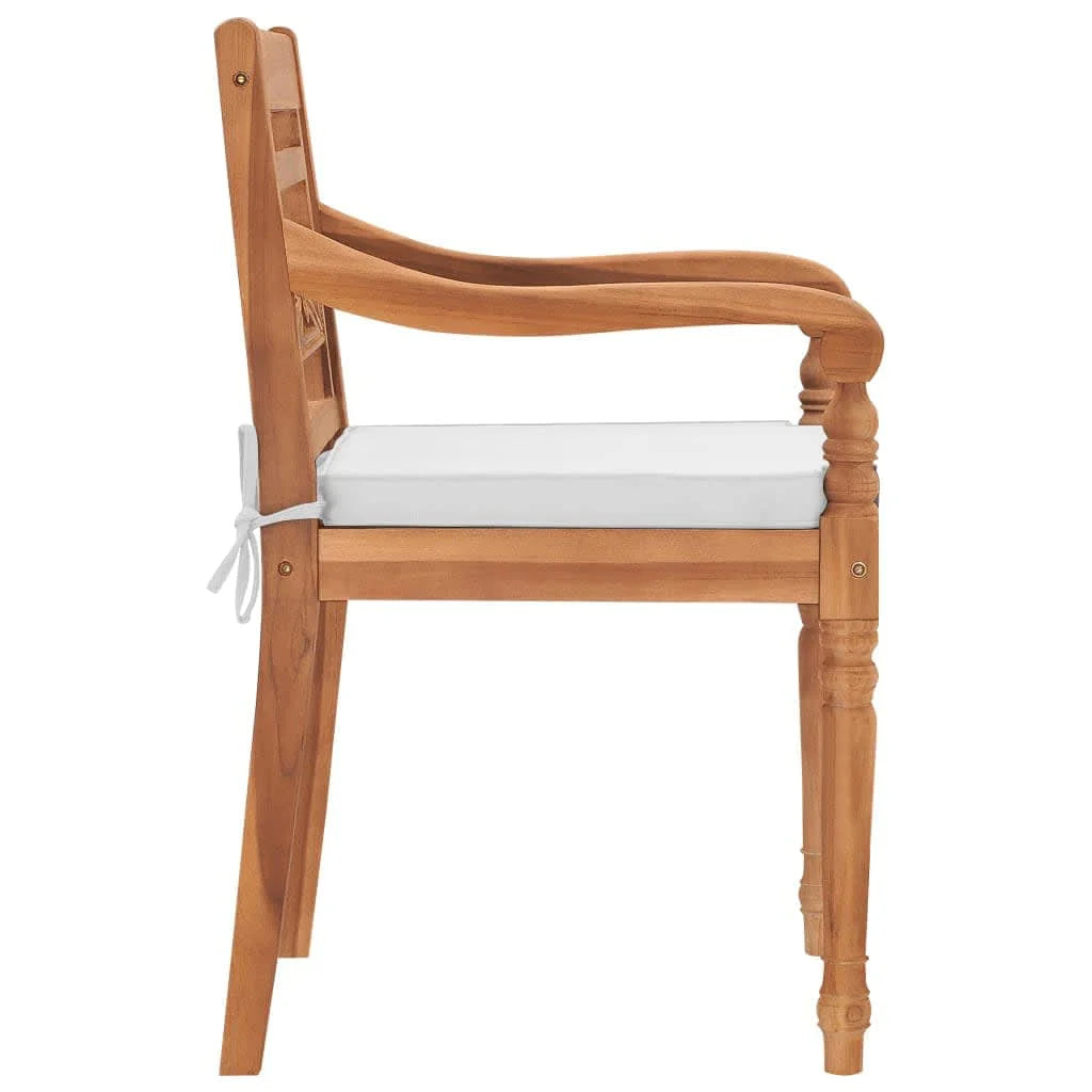 2 pcs Solid Teak Wood Chairs with Cushions H54803