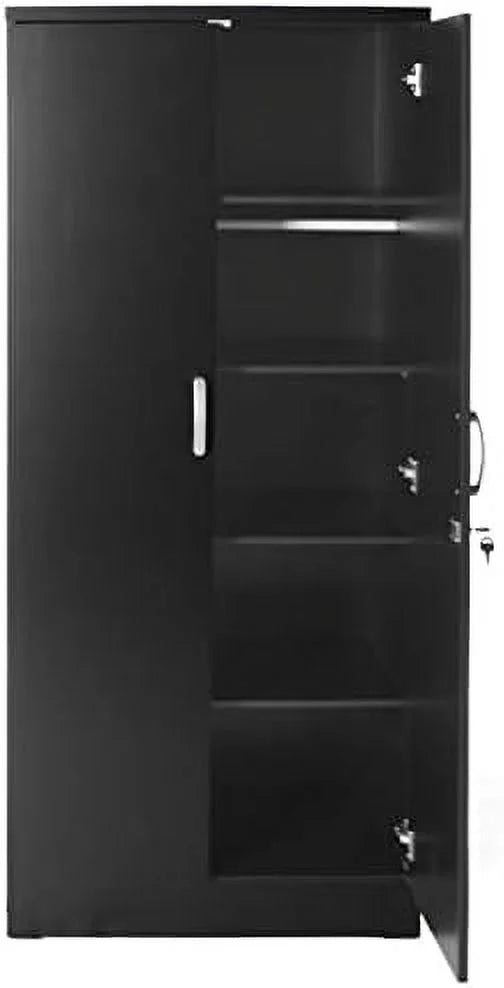 Black Wood Two Door Armoire Wardrobe Cabinet L358844
