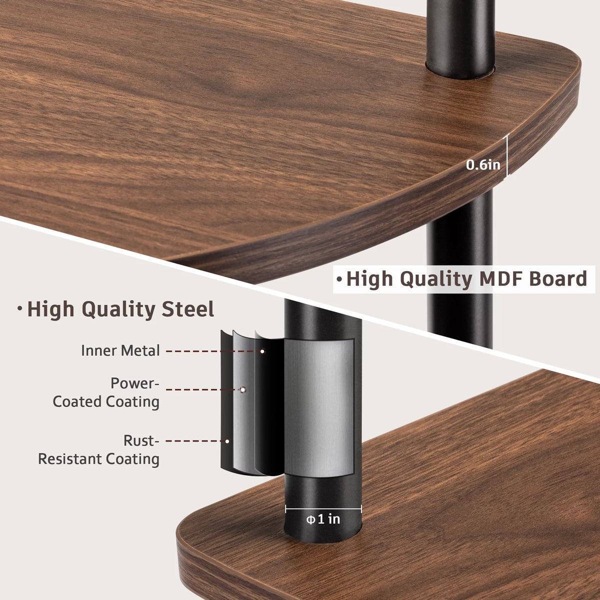 5 Tier Wood and Metal Corner Bookshelf D2042