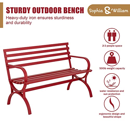 50" Black Cast Iron Outdoor Bench with Floral Backrest P967922