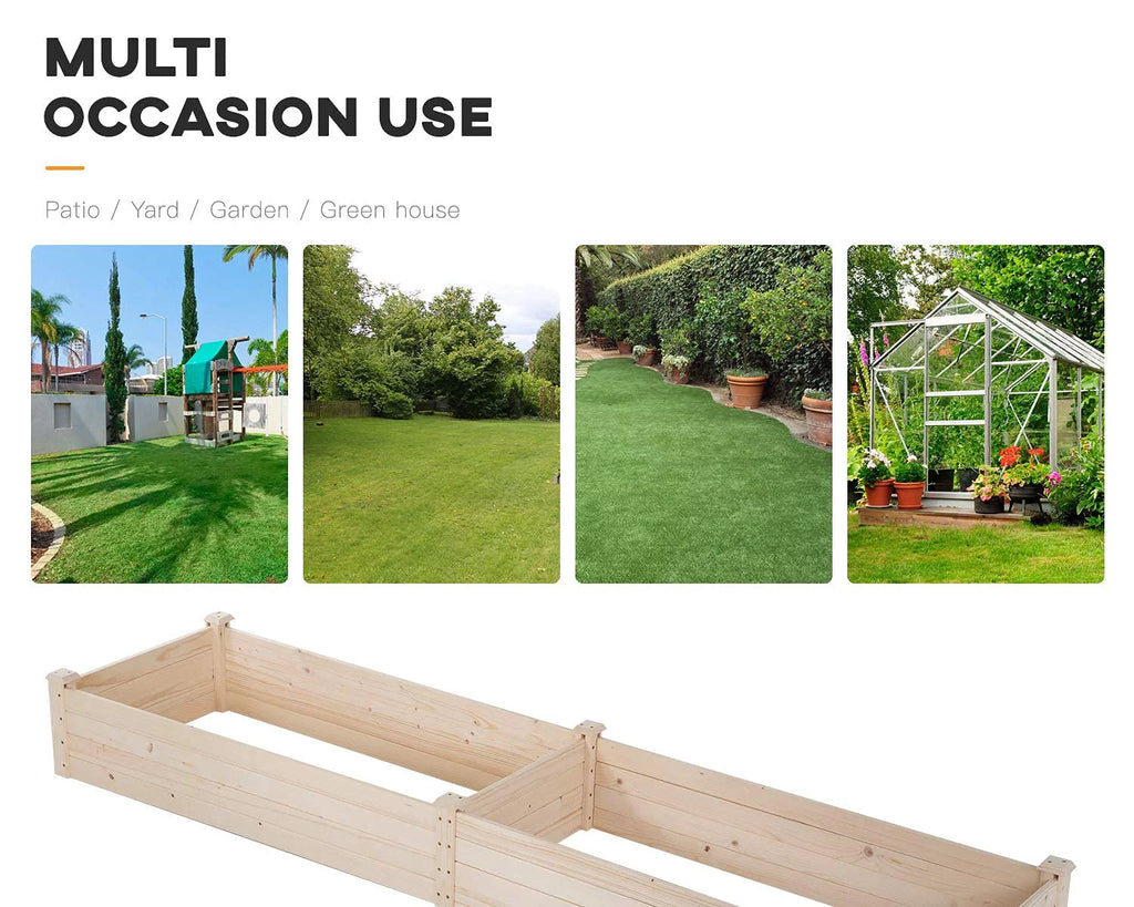 96 x 24.5 x 10 Inch Wood Raised Garden Bed Y618