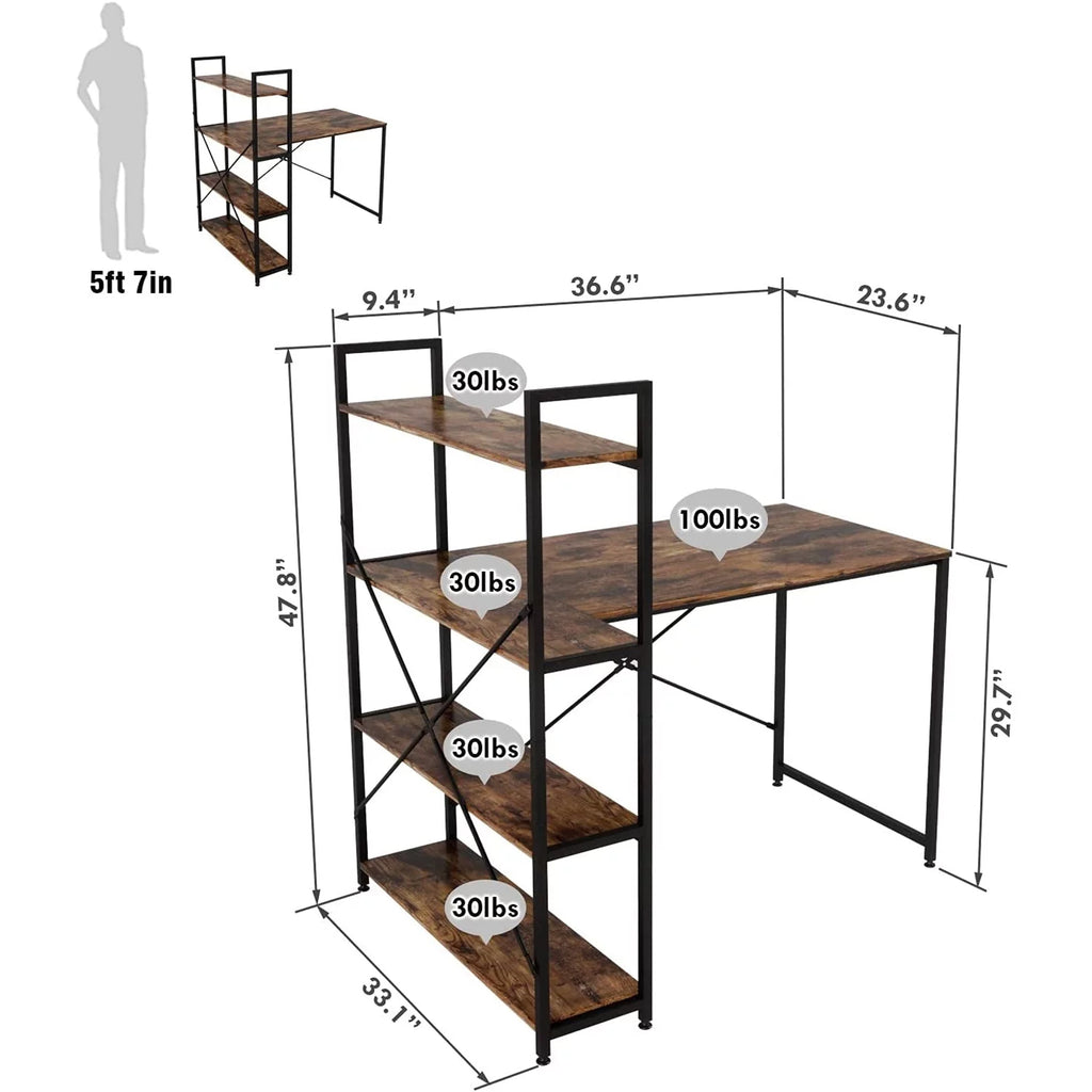 L Shaped Computer Desk with Shelves W108812