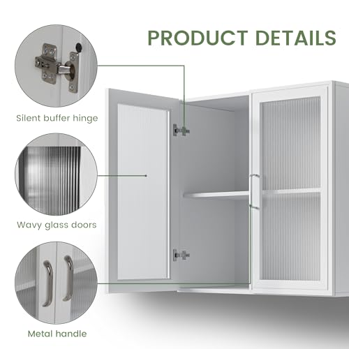 24'' Black Bathroom Wall Cabinet Set of 2 with LED Y29447