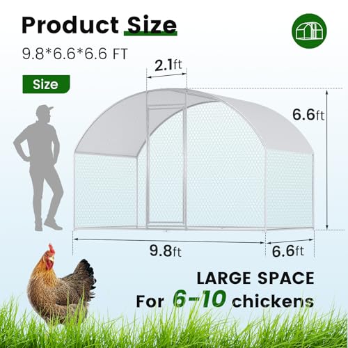 Large Metal Chicken Coop with Waterproof Cover X7309