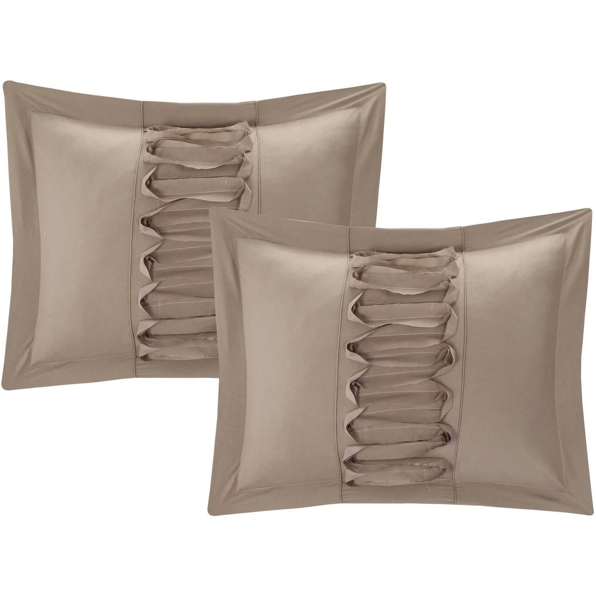 8-Piece Ruffled Comforter Set King Taupe I7231